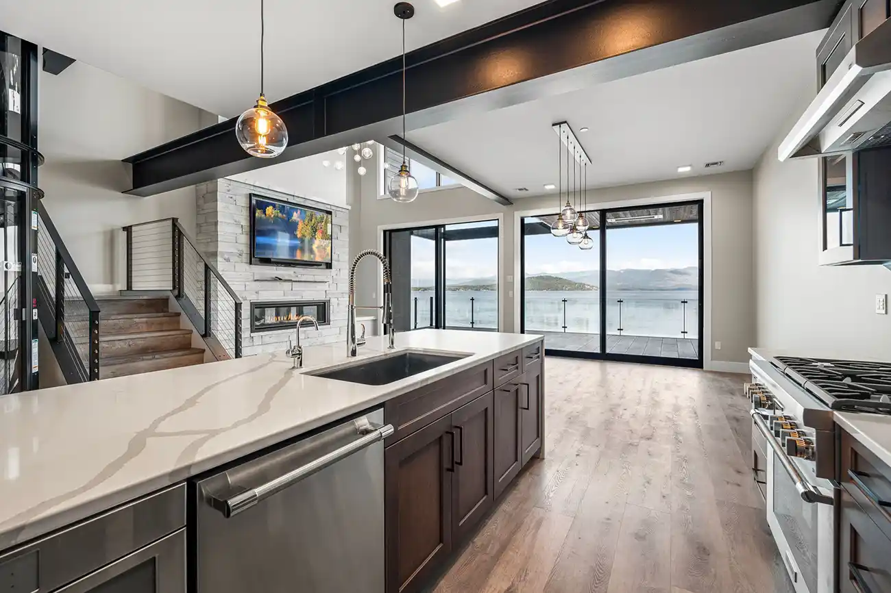 Seasons at Sandpoint Building 8 lake views from the kitchen